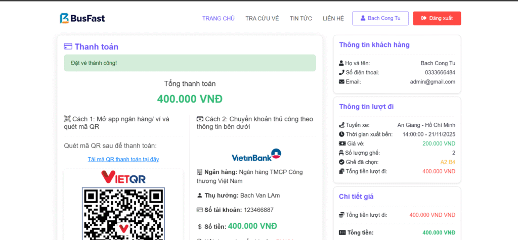 Thanh toán online đa dạng